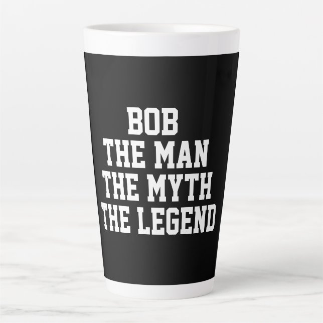 Caneca De Café Latte Bob: Homem, Mito, Lenda (Frente)