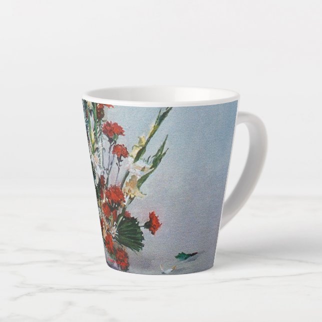 Caneca De Café Latte Bodegón de Flores (Ângulo direito)