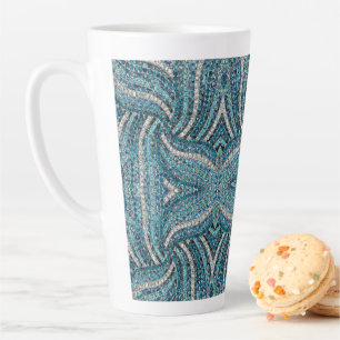 Caneca De Café Latte  bohemian girly chic silver grey turquoise blue