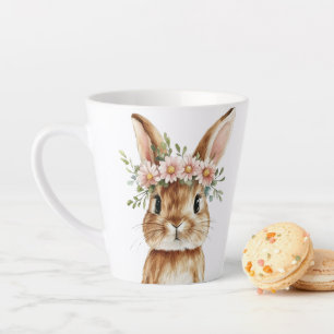 Caneca De Café Latte Boho Bunny Mug, Coelhinho De Páscoa