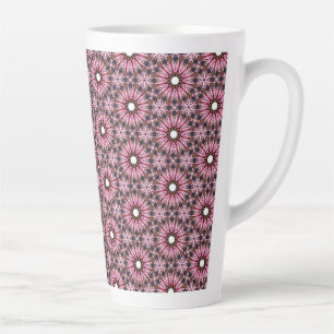 Caneca De Café Latte Boho de Pena Rosa Costurada 