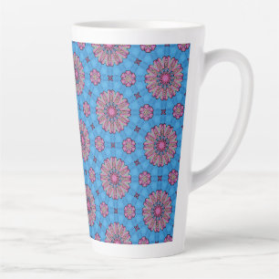 Caneca De Café Latte Boho Floral Rosa