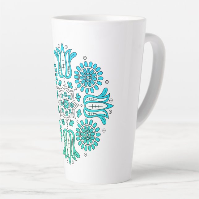 Caneca De Café Latte Boho Folk (Ângulo direito)