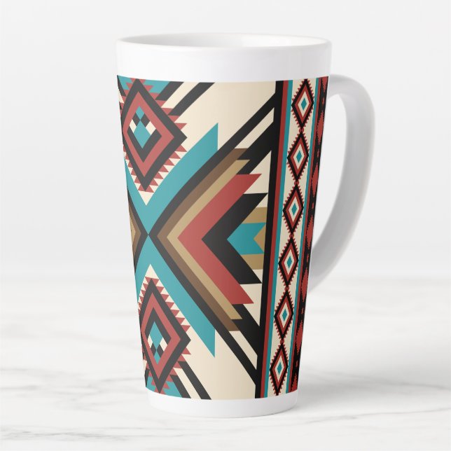 Caneca De Café Latte Boho Geométrico (Ângulo direito)