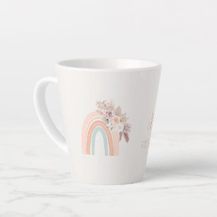 Caneca De Café Latte Boho Rainbow Watercolor Primeiro Aniversário