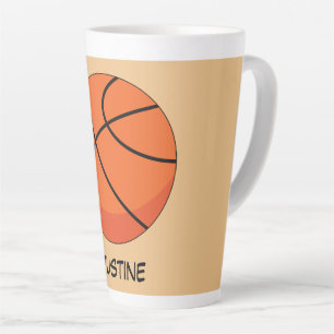 Caneca De Café Latte Bola de Basquete de Cartoon Adicionar nome