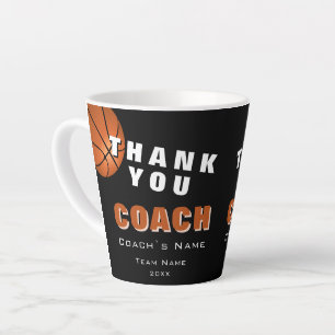 Caneca De Café Latte Bola de Basquete Obrigado Treinador