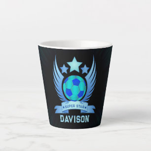 Caneca De Café Latte Bola de Futebol Azul Neon Presentes Esportivos L