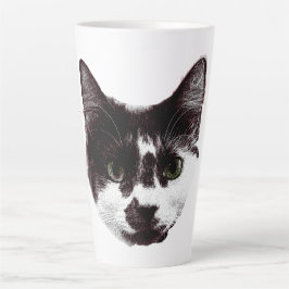 Caneca De Café Latte Bold Cat Gaze | Ink Style Mug