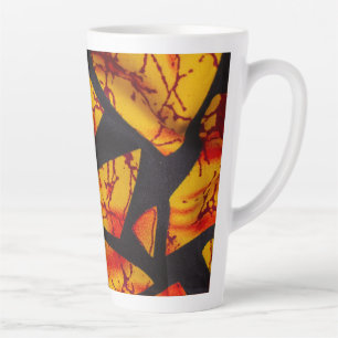 Caneca De Café Latte Bold Geometric African Wax Print Fabric - Gold, Re