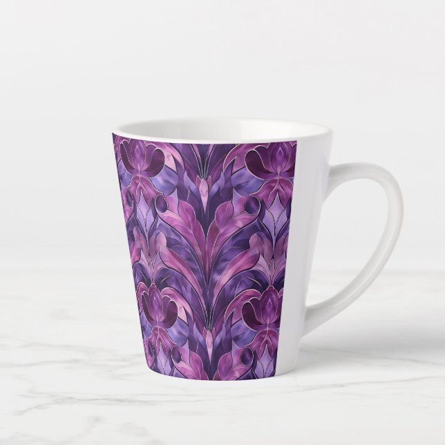 Caneca De Café Latte Bold Roxo Arte Deco Pequeno Latão Cerâmico (Direita)
