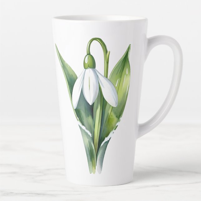Caneca De Café Latte Bolha de nascimento presente de flor branca (Direita)