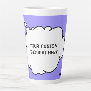 Caneca De Café Latte Bolha de Pensamento com Texto Personalizado, Nome