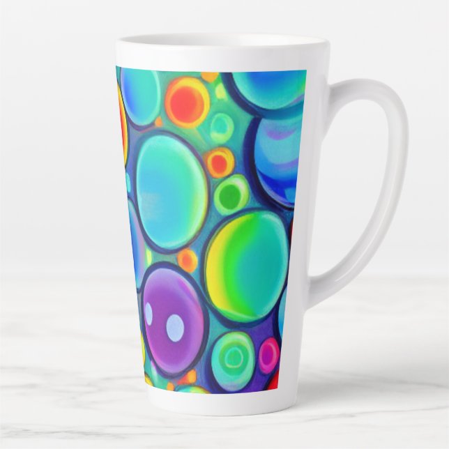Caneca De Café Latte Bolhas de Arco-íris (Direita)