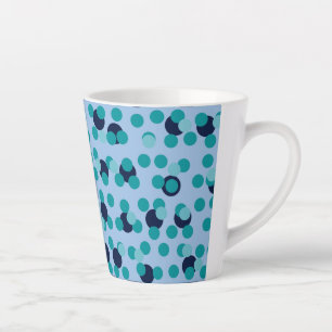 Caneca De Café Latte Bolhas de Teal Geométrico Pop de Meados do Século