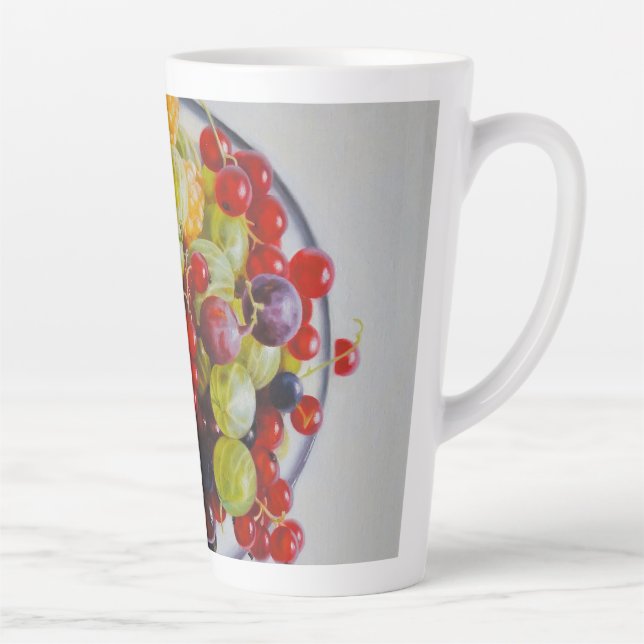 Caneca De Café Latte Boliche de Berries - Vida Fruta Estática Hiperreal (Direita)