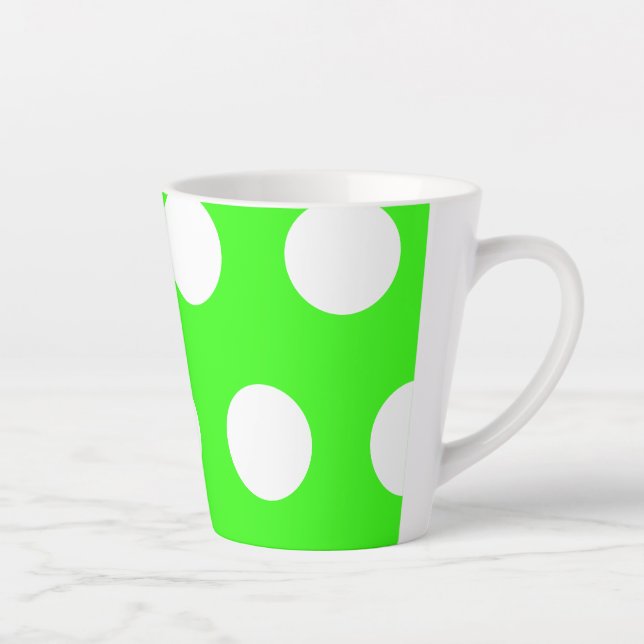 Caneca De Café Latte Bolinhas brancas neon-line grandes (Direita)