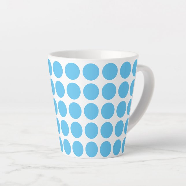Caneca De Café Latte Bolinhas Laterais De Azul-Mug (Ângulo direito)