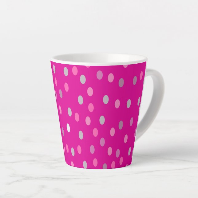 Caneca De Café Latte Bolinhas magenta (Ângulo direito)