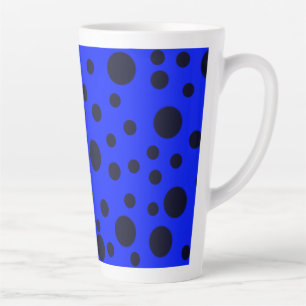 Caneca De Café Latte Bolinhas Negra Simples Moderna com Padrão Azul