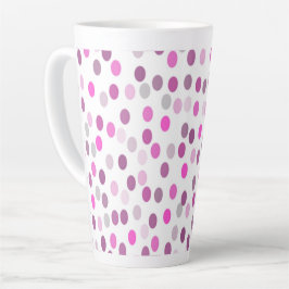 Caneca De Café Latte Bolinhas Rosa Clássicas em Branco