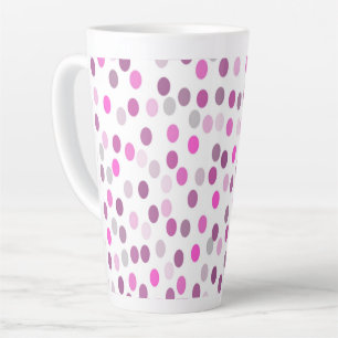 Caneca De Café Latte Bolinhas Rosa Clássicas em Branco