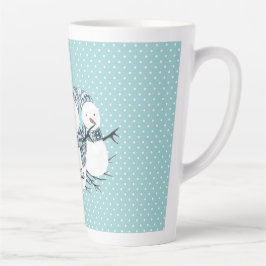 Caneca De Café Latte Bolinhas Whimsical Snowmen Trio de inverno