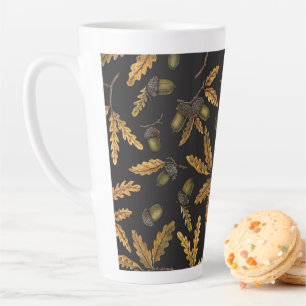 Caneca De Café Latte Bolotas de carvalho em preto