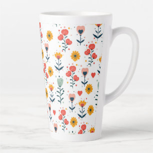 Caneca De Café Latte Bolsa Tote com Padrão Floral Minúsculo e Caprichos