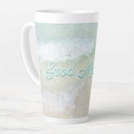 Caneca De Café Latte Bom Dia Praia Surf Oceano Dito