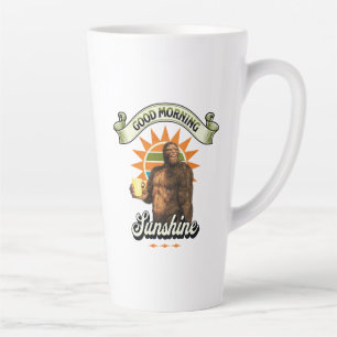 Caneca De Café Latte Bom Dia Sol Bigfoot Bebendo Café