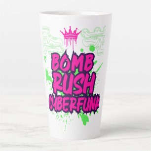 Caneca De Café Latte Bomb Rush Cyberfunk — Vibes de Grafite de Rua Neon