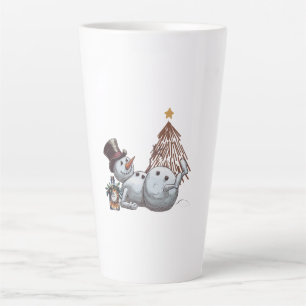 Caneca De Café Latte Bondeco de neve bêbado com uma garrafa de uísque.