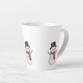 Caneca De Café Latte Boneco de Neve Feliz