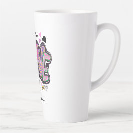 Caneca De Café Latte Bonita Artsy LOVE - Dia do Namorados