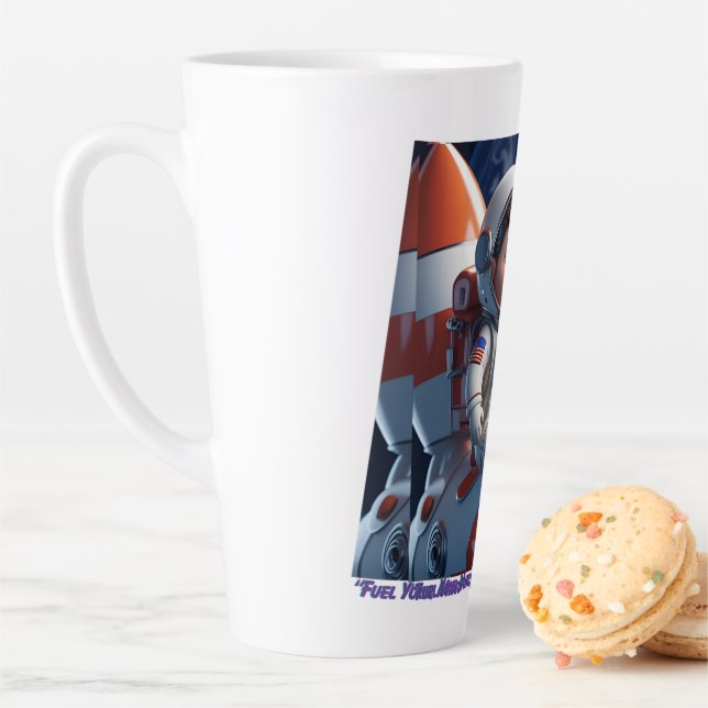 Caneca De Café Latte "Bonita Cartoon Astronauta Foguete Kids Space Mug (In Situ)