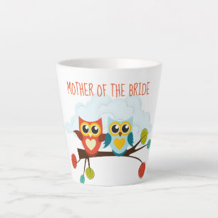 Caneca De Café Latte Bonita OWLS Pensou Casamento Laranja Azul