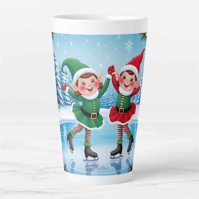 Caneca De Café Latte Bonita Tendência Moderna Engraçada Feliz Natal (Frente)