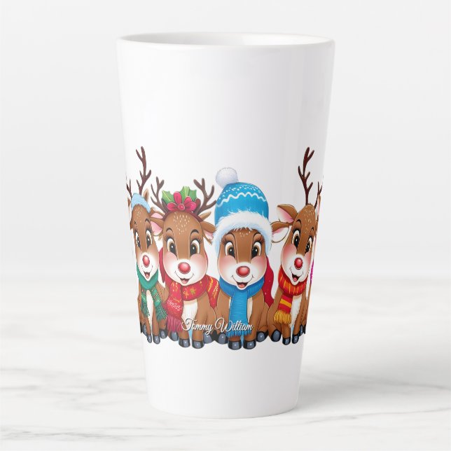 Caneca De Café Latte Bonita Tendência Moderna Engraçada Feliz Natal (Frente)