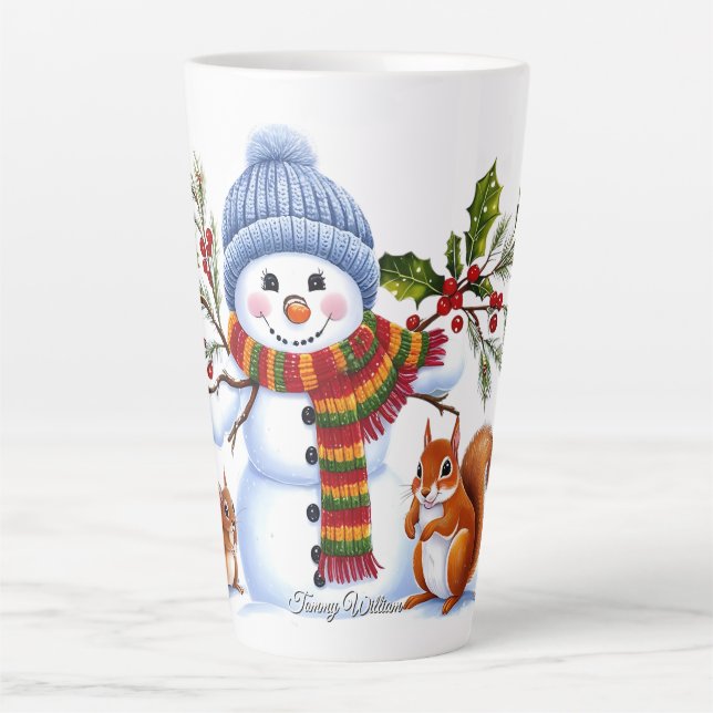 Caneca De Café Latte Bonita Tendência Moderna Engraçado Natal (Frente)