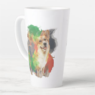 Caneca De Café Latte Bonito Corgi.