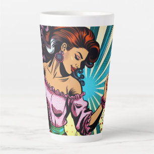 Caneca De Café Latte Bonito dançando Salsa Pop Art