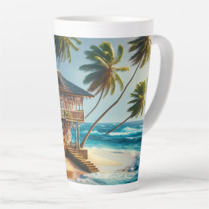 Caneca De Café Latte Bonito Log Cabin Beach House