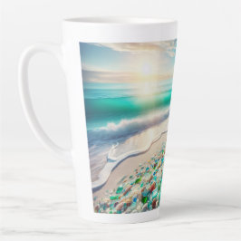 Caneca De Café Latte Bonito Ocean Beach com vidro marinho