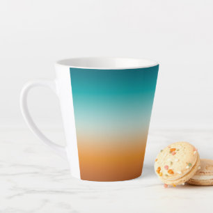 Caneca De Café Latte Bonito Ombre Laranja Solarino e Gradação Azul Teal