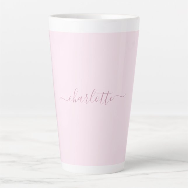 Caneca De Café Latte Bonito Rosa e Blush (Frente)