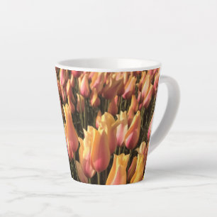 Caneca De Café Latte Bonito Tulipas Rosa e Amarelo