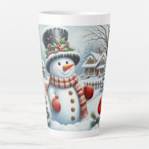 Caneca De Café Latte Bonito, Vintage/Natal Whimsical/boneco de neve de 