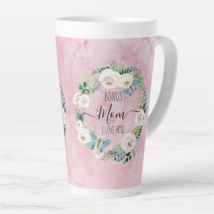 Caneca De Café Latte Bono Mãe Eu Te Amo Pink White Boho Floral