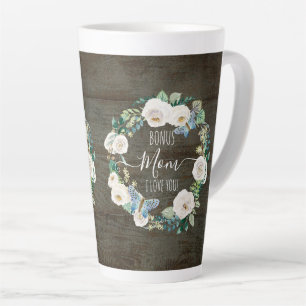 Caneca De Café Latte Bonus Mãe Eu Te Amo, Rua Floral Branca Russa